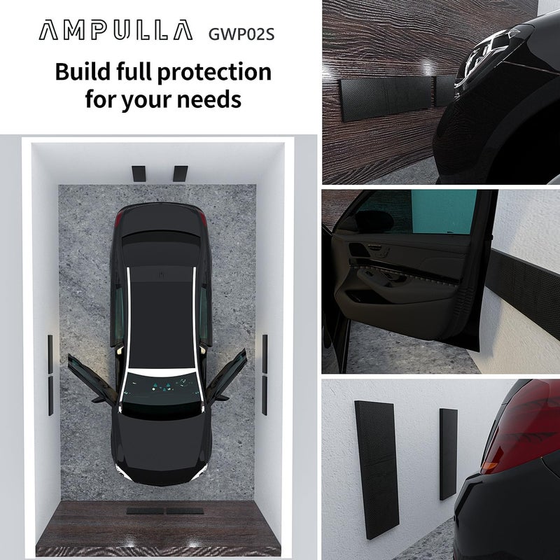 Caballus GWP02S Garage Wall Protector Car Door Protectors, Garage Accessories, Parking Stopper for Garage, Tool-Free, Designed in Germany (4-Pack Black) - Image 3